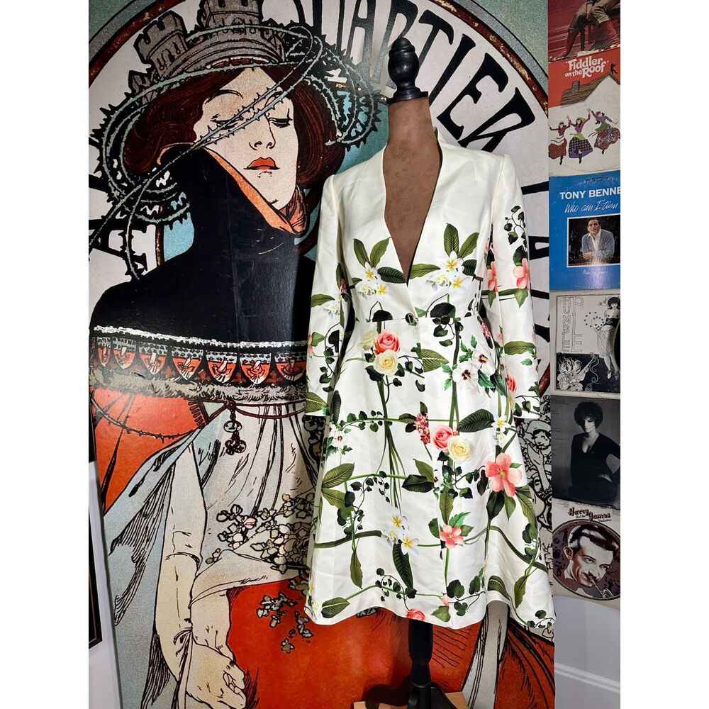 Ted Baker Giova "Secret Trellis" Floral Textured Dress Coat NWT Size 0